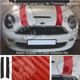ADESIVI MINI S RED CARBON BONNET STRIPES
