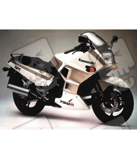 STICKERS KAWASAKI GPX-750R YEAR 1987 WHITE-SILVER (Compatible Product)