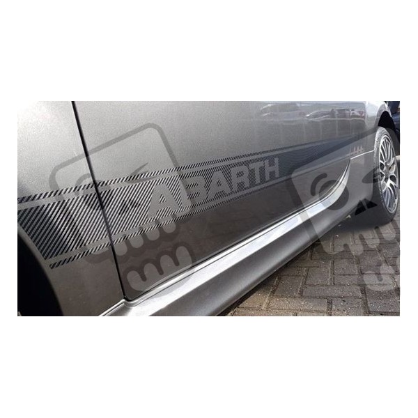 Plinthes Fibre Carbone Pour Fiat Abarth 500 595 124 Spider - 4 Pièces Autocollantes - Protection Seuil