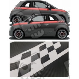 Fiat 500-595 Panel fit Carbon Fibre side Stripes ADESIVOS