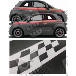 Fiat 500-595 Panel fit Carbon Fibre side Stripes DECALS