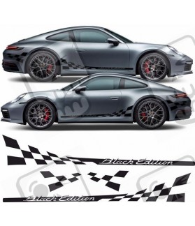 Porsche 992 "Black Edition" chequer Stripes DECALS (Compatible Product)