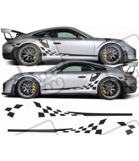 Porsche 991 checker side Stripes / Stickers ADESIVI (Prodotto compatibile)