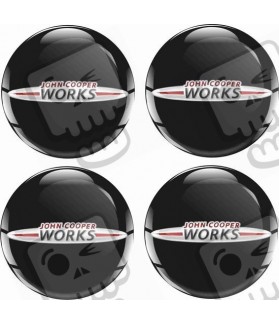 Mini JCW Wheel centre Gel Badges Stickers decals x4