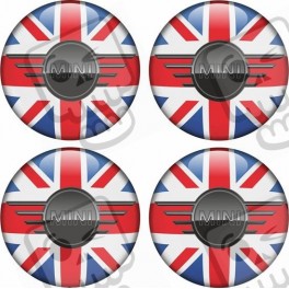 Mini Union Jack Wheel Centre Gel Badges Autocollant x4