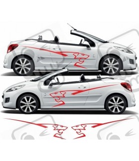 Peugeot 207 side lion Graphics Stripes adhesivos (Producto compatible)