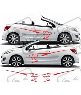 Peugeot 207 side lion Graphics Stripes stickers (Compatible Product)