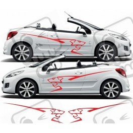 Peugeot 207 side lion Graphics Stripes autocollant