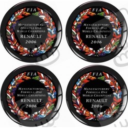 RENAULT FIA F1 Champions Wheel centre Gel Badges Stickers decals x4