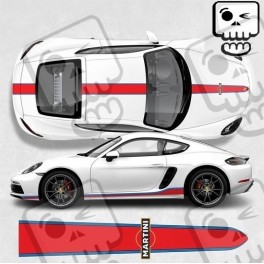 PORSCHE 718 Cayman / Boxster Martini over the top & side Stripes DECALS