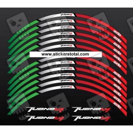 Aprilia Tuono V4 Tricolore Wheel decals stickers rim stripes 12 pcs. RSV 
