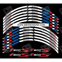 BMW F800S wheel decals stickers rim stripes 12 pcs. Laminated f800 S