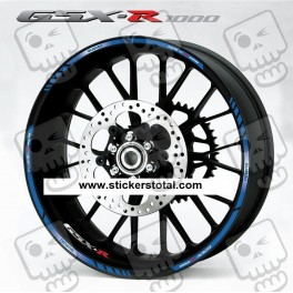 Suzuki GSX-R 1000 wheel stickers decals rim stripes 12 pcs. Laminated gsxr1000 Blue