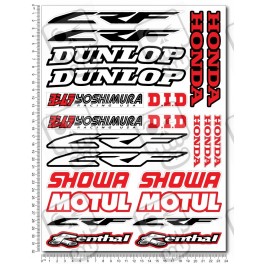 Honda CRF motocross Sponsors Large Decal set 24x32 cm Laminated