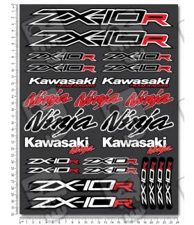 Kawasaki Ninja ZX-10R Large Decal set 24x32 cm 25 stickers (Produit compatible)