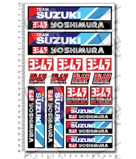 Suzuki Team Yoshimura medium Decal set 16x26 cm 16 stickers GSX-R Laminated (Produit compatible)
