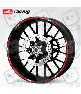 Aprilia Racing 3 Way Wheel decals rim stripes 12 pcs. Laminated full color RSV Tuono (Produit compatible)