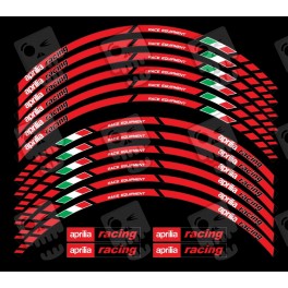 Aprilia Racing 3 Way Wheel decals rim stripes 12 pcs. Laminated full color RSV Tuono