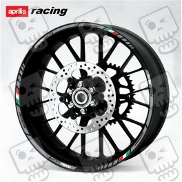 Aprilia Racing Wheel decals rim stripes 12 pcs. Laminated full color RSV Tuono Grey