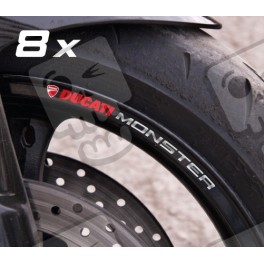 DUCATI MONSTER small wheel decals rim stripes stickers 8 pcs. Laminated