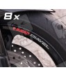 8 x DUCATI DIAVEL small Wheel decals rim stripes Laminated flag