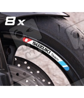 Suzuki Team small wheel stickers decals rim stripes 8 pcs. Laminated GSX-R GSX